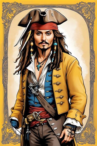 نقاشی دیجیتال جذاب جانی دپ در نقش کاپیتان جک اسپارو
