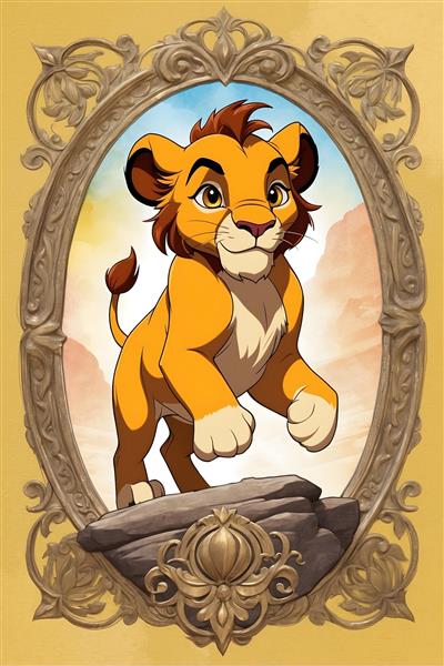 تابلو زیبا و جذاب از سیمبا، شیر شاه کارتونی، سلطان جنگل