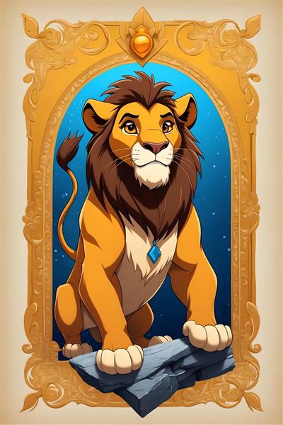 نقاشی دیجیتالی با کیفیت از شیر شاه بزرگسالی، سلطان جنگل