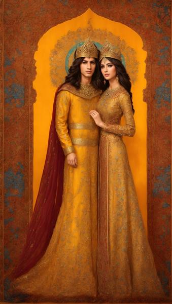 طرح پوستر هنری پرنسس و پرنس با الهام از فرش ایرانی