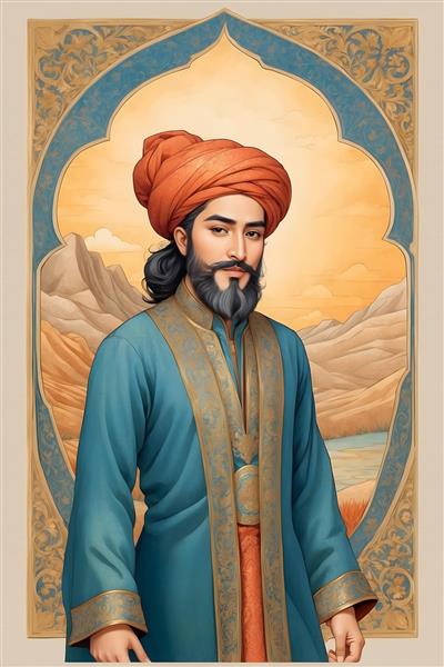 نقاشی چهره شاعر نامدار ایرانی، سعدی