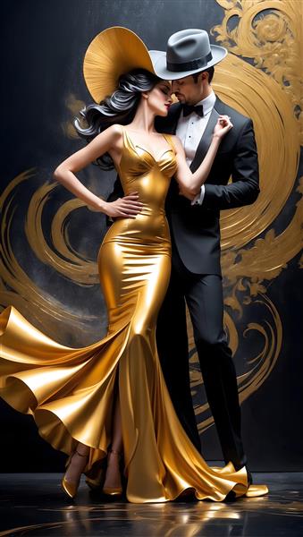 پوستر دکوراسیونی رقص عاشقانه با طرح‌های برجسته و جذاب
