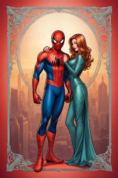 پس زمینه شهر برای تصویرسازی مرد عنکبوتی و مری جین