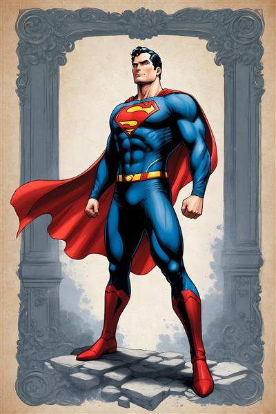 سوپرمن تصویرسازی جذاب و خلاقانه برای پوستر دیواری ابرقهرمانی