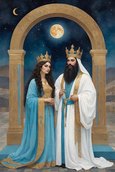 جلوه ای از شکوه هخامنشیان، نقاشی شاه و ملکه در شب پرستاره