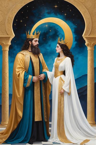 تصویرسازی باشکوه از تاج و ردای پادشاه و ملکه در تخت جمشید