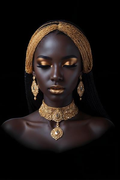 تاثیر جواهرات در زیبایی چهره ی زن سیاه پوست