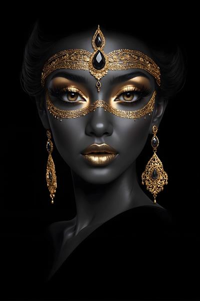 عکاسی پرتره ی مینیمال از زن سیاه پوست با جواهرات طلای ساده