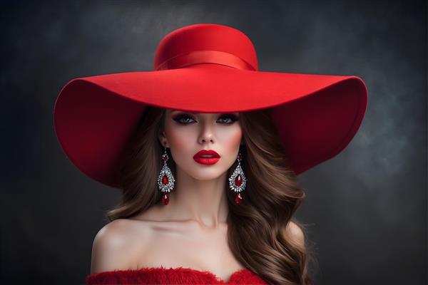 ایده های ژست عکاسی برای پرتره ی زنان جوان با آرایش و کلاه قرمز