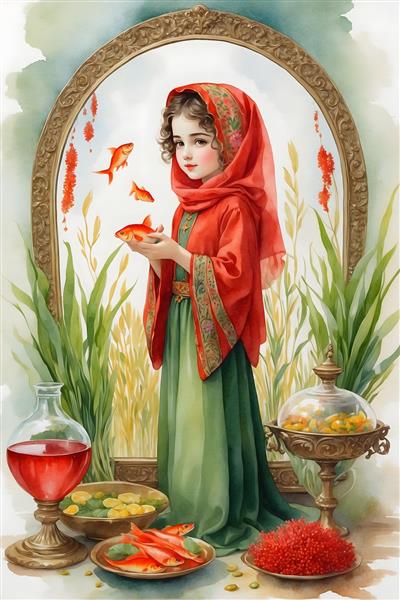 چهره جذاب و ناز دختر کوچک ایرانی در نوروز و ماهی قرمز