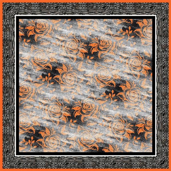روسری زمینه گل های نارنجی با حاشیه ساده