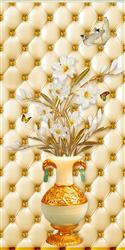 تصویر 1 از گالری عکس پوستر دیواری سه بعدی گل سفید در گلدان طلایی