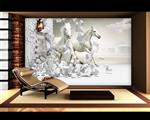تصویر 3 از گالری عکس پوستر دیواری سه بعدی اسب های سفید در حال دویدن