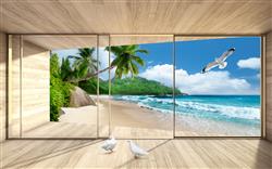 تصویر 1 از گالری عکس پوستر دیواری سه بعدی دروازه شیشه ای به طبیعت