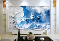 تصویر 3 از گالری عکس پوستر دیواری سه بعدی هواپیما در حال برخورد با دیوار
