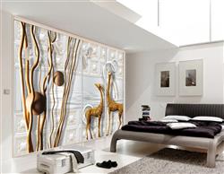 تصویر 5 از گالری عکس پوستر دیواری سه بعدی شاخه های طلایی و اهو های طلایی