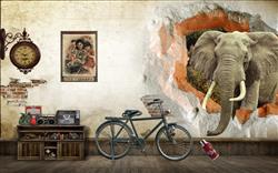 تصویر 1 از گالری عکس پوستر دیواری سه بعدی فیل در دیوار