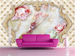 تصویر 4 از گالری عکس پوستر دیواری سه بعدی گل های کریستالی براق و شفاف درون قاب