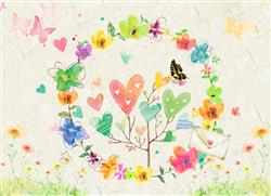 تصویر 1 از گالری عکس پوستر دیواری سه بعدی حلقه ی قلب و گل نقاشی شده رنگارنگ