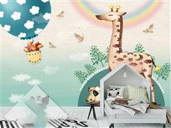 تصویر 5 از گالری عکس پوستر دیواری سه بعدی نقاشی کودکانه ی زرافه و دوستان