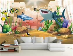 تصویر 4 از گالری عکس پوستر دیواری سه بعدی کارتونی جانوران دریایی
