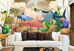 تصویر 5 از گالری عکس پوستر دیواری سه بعدی کارتونی جانوران دریایی