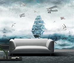 تصویر 8 از گالری عکس پوستر دیواری سه بعدی کشتی در آب خروشان