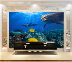 تصویر 2 از گالری عکس پوستر دیواری سه بعدی اقیانوس و دلفین و ماهی ها