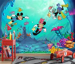 تصویر 3 از گالری عکس پوستر دیواری سه بعدی کارتونی شخصیت های دیزنی در حال شنا