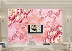 تصویر 2 از گالری عکس پوستر دیواری سه بعدی گل های صورتی و سفید