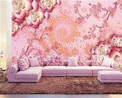 تصویر 4 از گالری عکس پوستر دیواری سه بعدی گل های صورتی و سفید