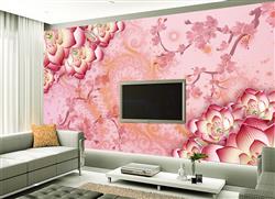 تصویر 5 از گالری عکس پوستر دیواری سه بعدی گل های صورتی و سفید