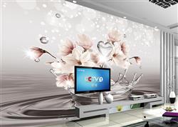 تصویر 2 از گالری عکس پوستر دیواری سه بعدی گل های صورتی در آب