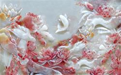 تصویر 1 از گالری عکس پوستر دیواری سه بعدی سنگبری گل های صورتی با ماهی های سفید