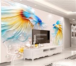 تصویر 2 از گالری عکس پوستر دیواری سه بعدی پرنده های نقاشی شده رنگارنگ