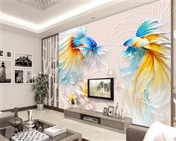 تصویر 4 از گالری عکس پوستر دیواری سه بعدی پرنده های نقاشی شده رنگارنگ