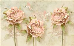تصویر 1 از گالری عکس پوستر دیواری سه بعدی نقاشی گل های صورتی