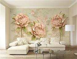 تصویر 2 از گالری عکس پوستر دیواری سه بعدی نقاشی گل های صورتی
