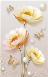تصویر 1 از گالری عکس پوستر دیواری سه بعدی گل های طلایی زیبا