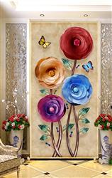 تصویر 2 از گالری عکس پوستر دیواری سه بعدی گل های نقاشی شده رنگارنگ