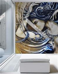 تصویر 5 از گالری عکس پوستر دیواری سه بعدی بانوی حکاکی شده آبی