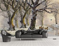 تصویر 2 از گالری عکس پوستر دیواری سه بعدی جنگلی در روز برفی