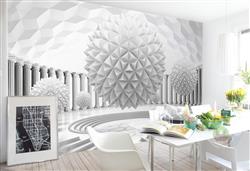 تصویر 3 از گالری عکس طرح کره سه بعدی سفید و سن زیبای تخیلی پوستر دیواری