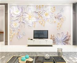 تصویر 3 از گالری عکس گلهای سه بعدی لوکس و زیبا پس زمینه لاکچری پوستر دیواری خاص قو های زیبا