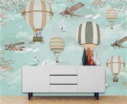 تصویر 5 از گالری عکس پوستر دیواری سه بعدی بالون های کارتونی آسمان هواپیما