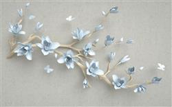 تصویر 1 از گالری عکس شکوفه های آبی شاخه طلایی پوستر دیواری سه بعدی