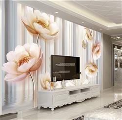 تصویر 2 از گالری عکس گلهای سفید صورتی پس زمینه پرده روشن پوستر دیواری