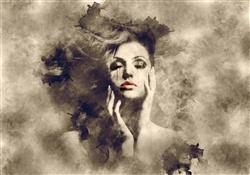 تصویر 1 از گالری عکس دختر زیبا زمینه ابر و باد پوستر دیواری