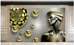 تصویر 2 از گالری عکس مجسمه طلایی گوی های طلایی پوستر دیواری سه بعدی