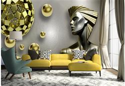 تصویر 5 از گالری عکس مجسمه طلایی گوی های طلایی پوستر دیواری سه بعدی
